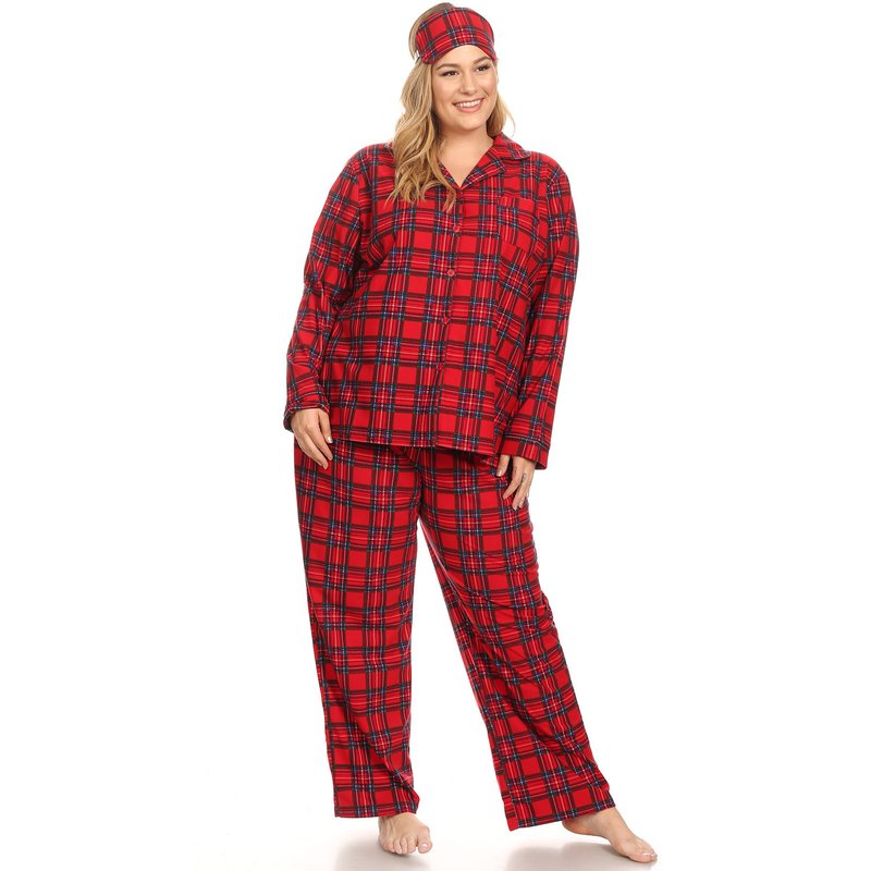 Shop White Mark Plus Size Three Piece Pajama Set In Red