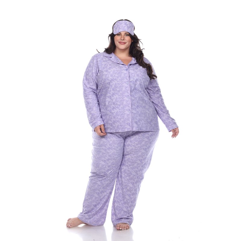 Shop White Mark Plus Size Three Piece Pajama Set In Purple