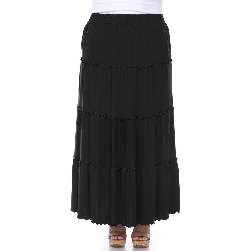 Shop White Mark Plus Size Tiered Maxi Skirt In Black