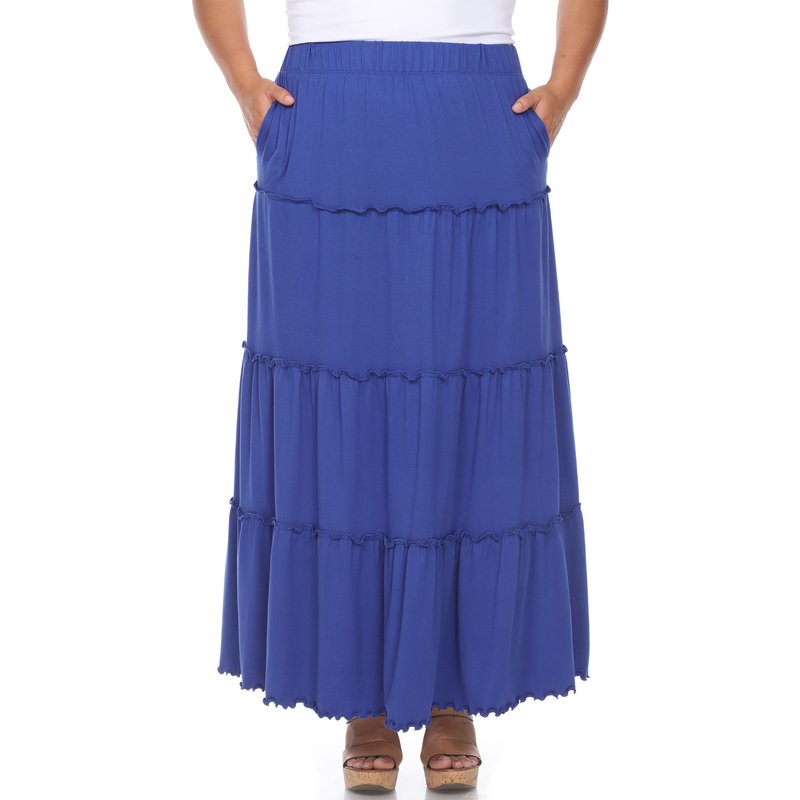 White Mark Plus Size Tiered Maxi Skirt In Royal