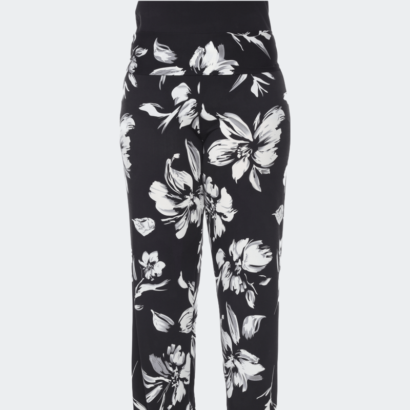 White Mark Plus Size Floral Wide Leg Palazzo Pants In Black