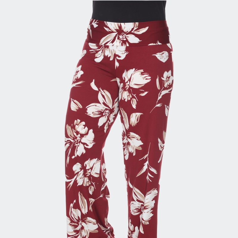 White Mark Printed Plus Size Palazzo Pants In Red