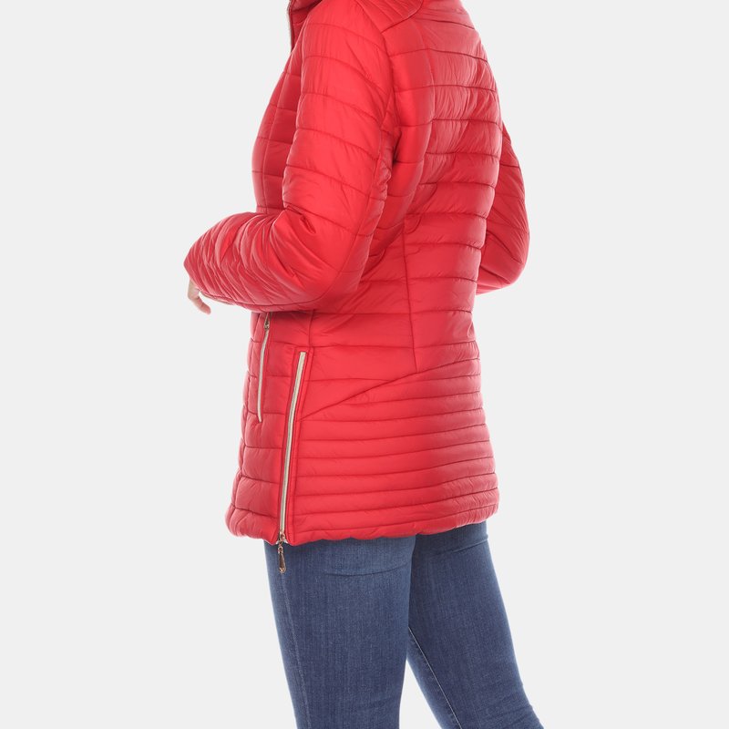 Shop White Mark Puffer Coat In Red