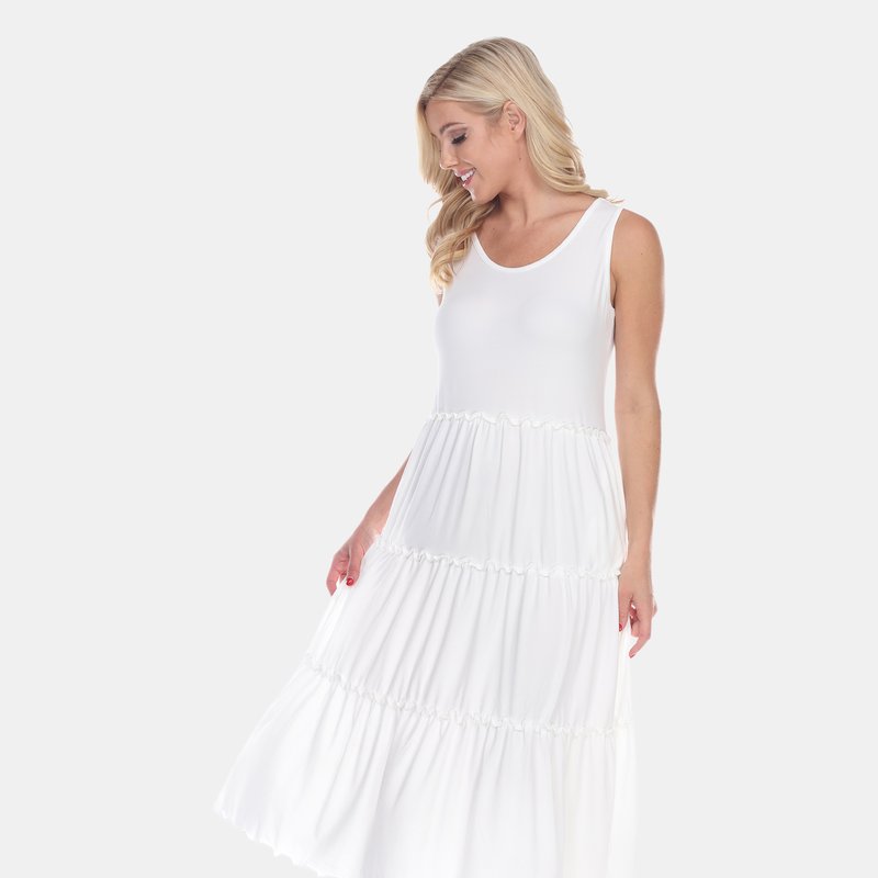 Shop White Mark Scoop Neck Tiered Midi Dress In White