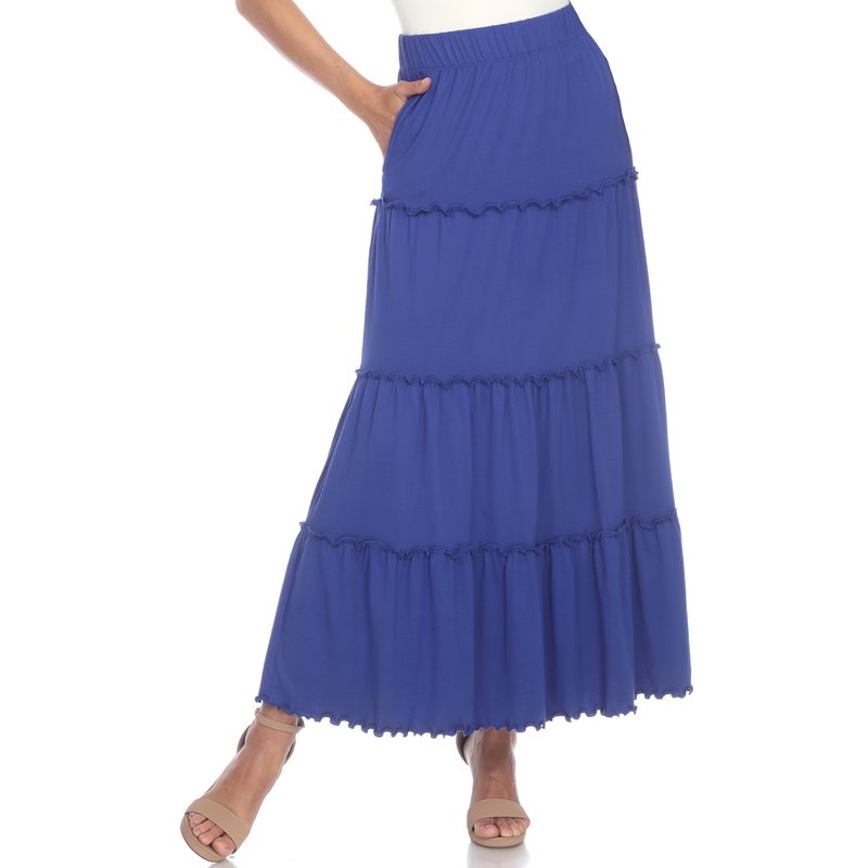 White Mark Tiered Maxi Skirt In Royal