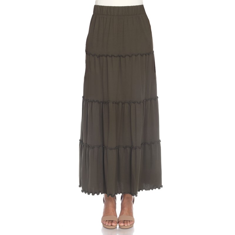 White Mark Tiered Maxi Skirt In Olive