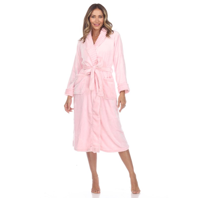 White Mark Women's Cozy Lounge Robe In Pink