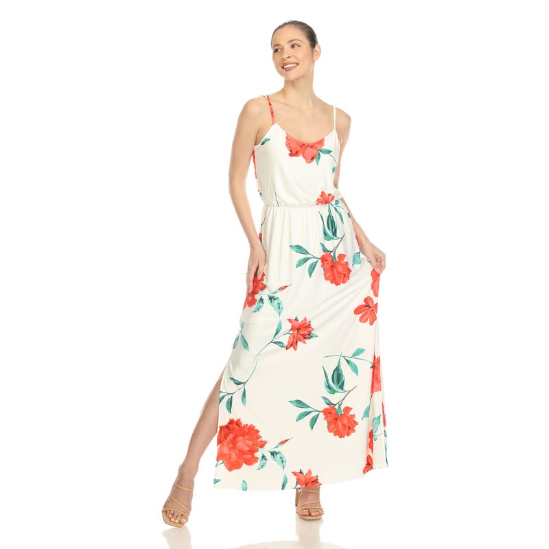 White Mark Women's Floral Strap Maxi Dress In Red