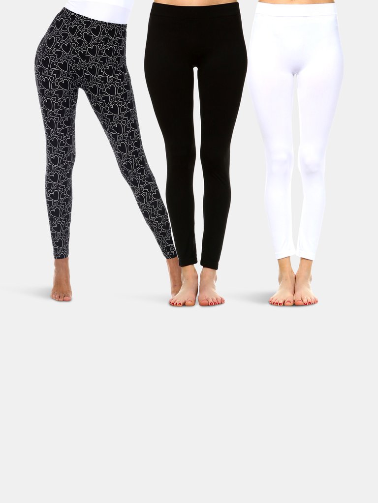 Women's Leggings Pack - Black/White, Black, White