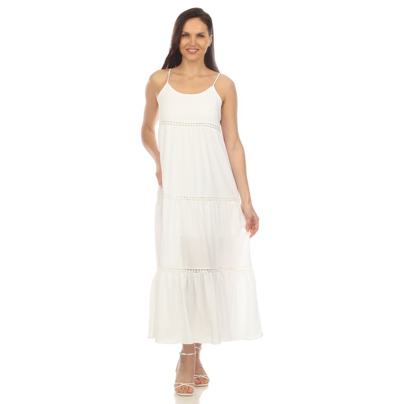 Shop White Mark Women's Scoop Neck Tiered Maxi Dress In White