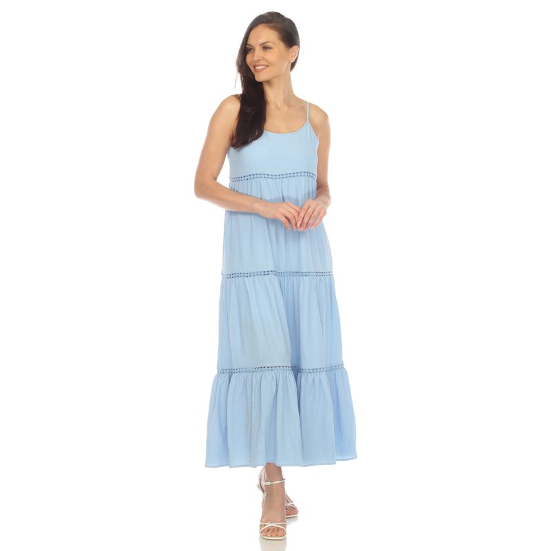 Shop White Mark Women's Scoop Neck Tiered Maxi Dress In Blue