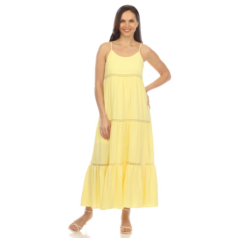 Shop White Mark Women's Scoop Neck Tiered Maxi Dress In Yellow