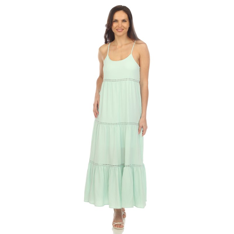 Shop White Mark Women's Scoop Neck Tiered Maxi Dress In Green