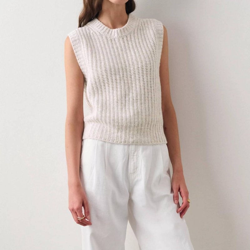 Shop White + Warren Air Plush Ribbed Vest Sweater In White