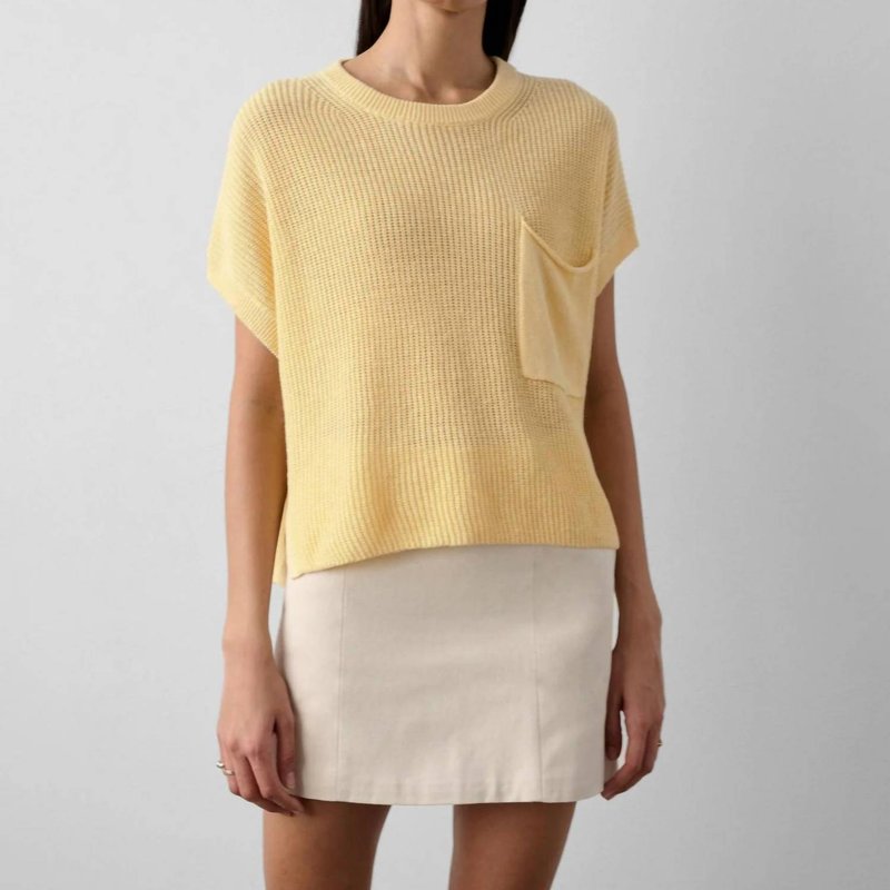 Shop White + Warren Linen Blend Pocket Top In Buttermilk In Yellow