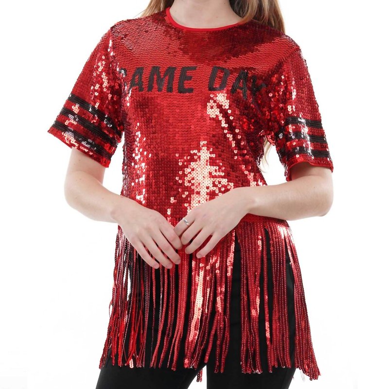 Shop Why Dress Let's Play Ball Top In Red/black