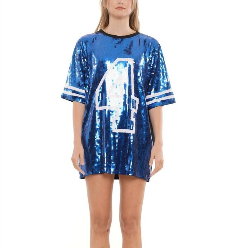 Shop Why Dress Number 4 Sequin Jersey Dress In Blue