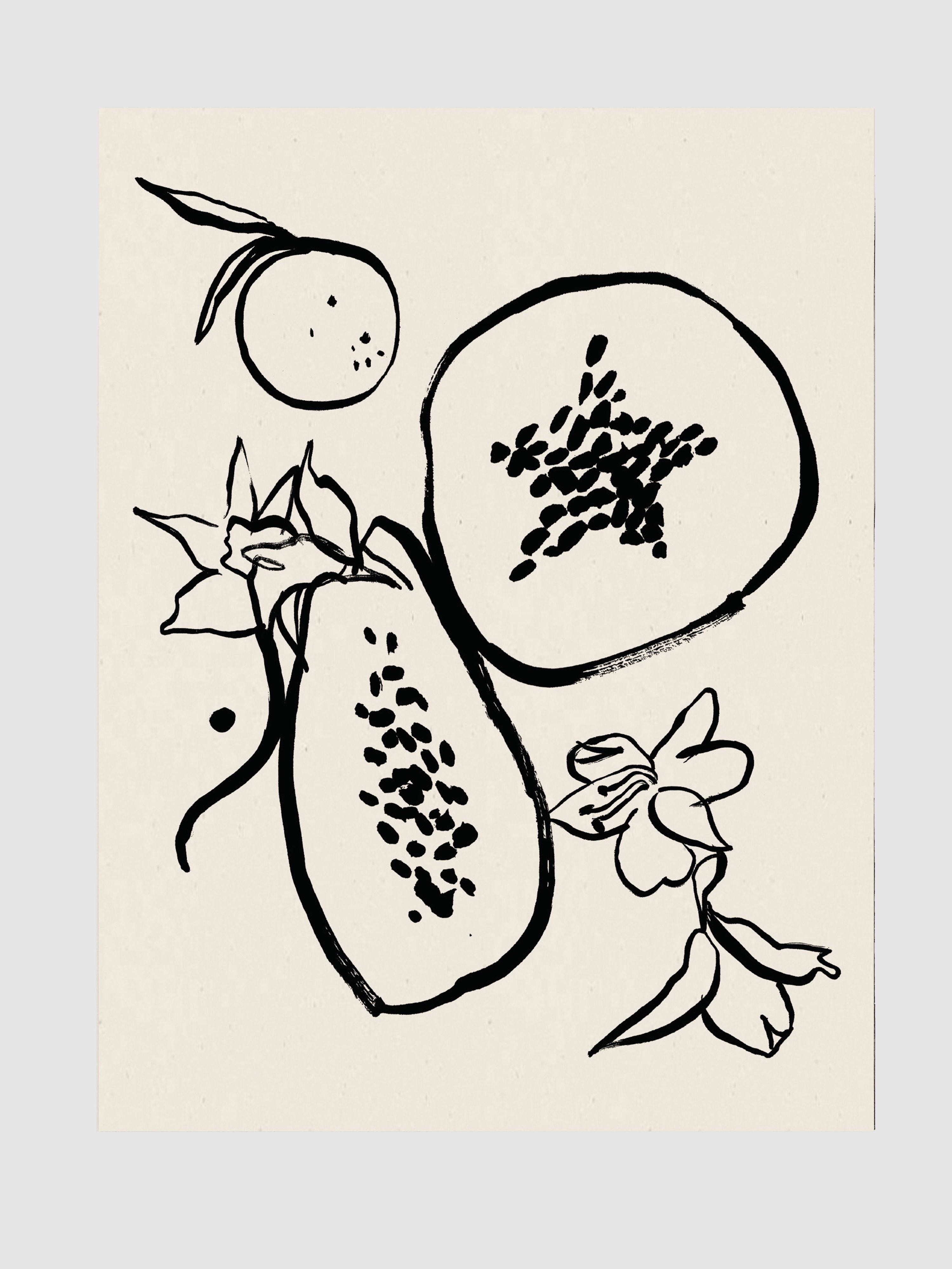 Wilde House Paper Les Fruits Art Print In Noir In Les Fruits In Noir