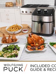 Wolfgang Puck 9.7QT Stainless Steel Air Fryer, Large Single Basket Design, Simple Dial Controls, Nonstick Interior, Includes Cooking Guide & Recipes