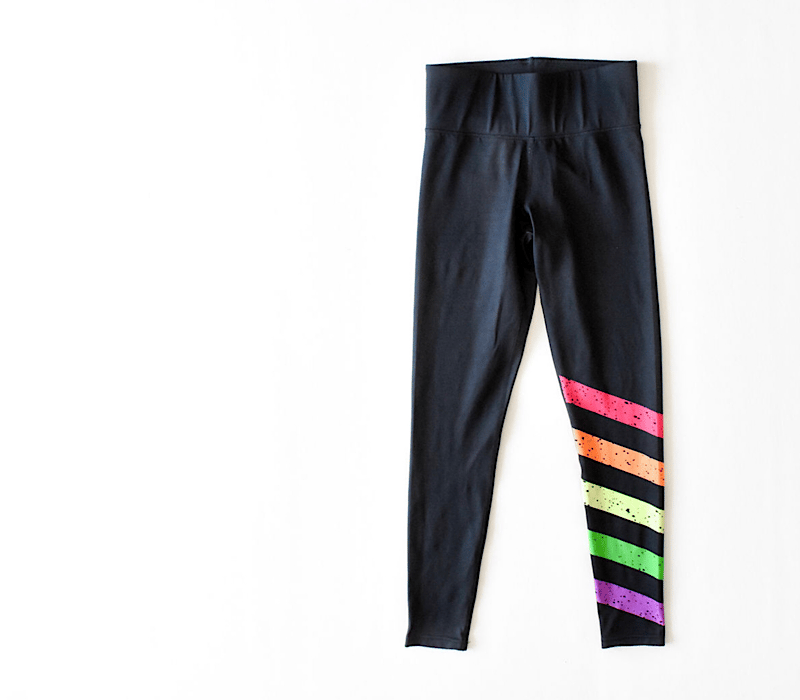 Worthy Threads Adult Leggings In Neon Stripe In Black