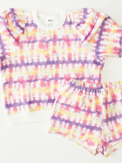 Worthy Threads Adult Puff Sleeve Crew Neck In Sunset Tie Dye product