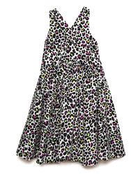 Cross Back Twirly Dress In Neon Leopard