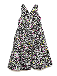 Cross Back Twirly Dress In Neon Leopard - Neon Leopard