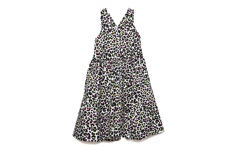 Cross Back Twirly Dress In Neon Leopard - Neon Leopard