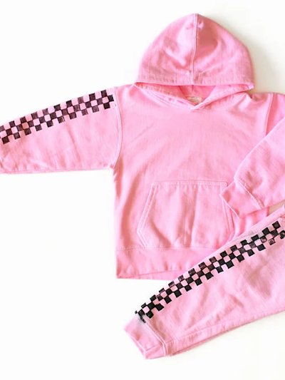 Worthy Threads Kids Hand Dyed Joggers In Pink Checkerboard product