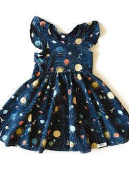 Ruffle Twirly Dress In Planets - Planets