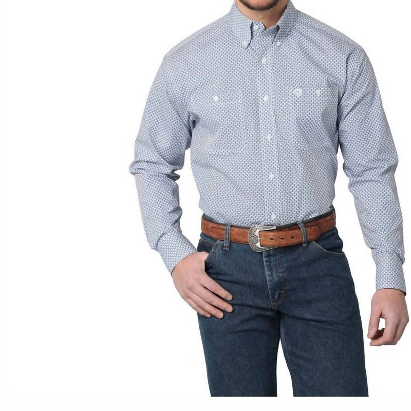 Shop Wrangler Men's George Straight Long Sleeve Button Western Shirt In Blue
