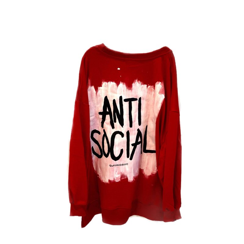 Wren + Glory 'anti Social' Painted Sweatshirt In Red