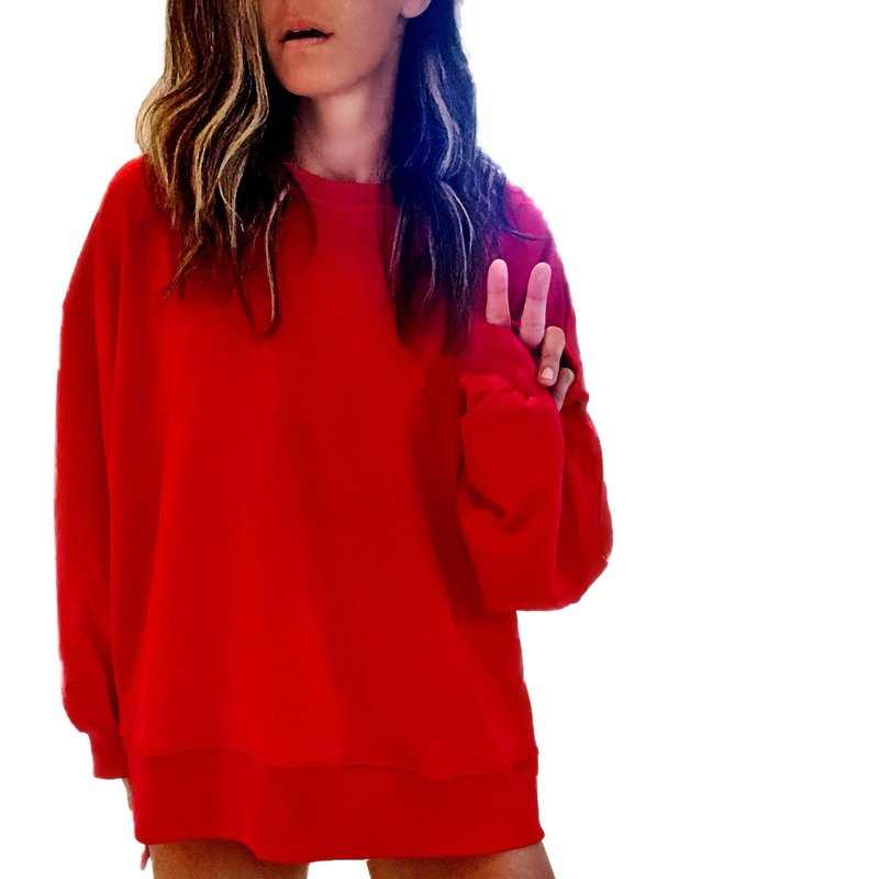 Shop Wren + Glory 'anti Social' Painted Sweatshirt In Red