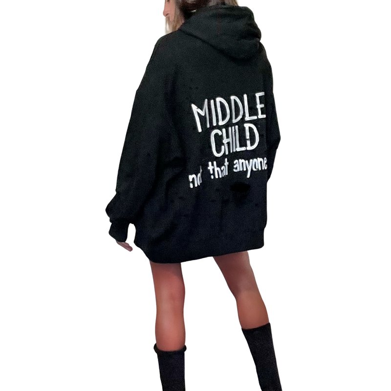 Shop Wren + Glory 'middle' Painted Hoodie In Black