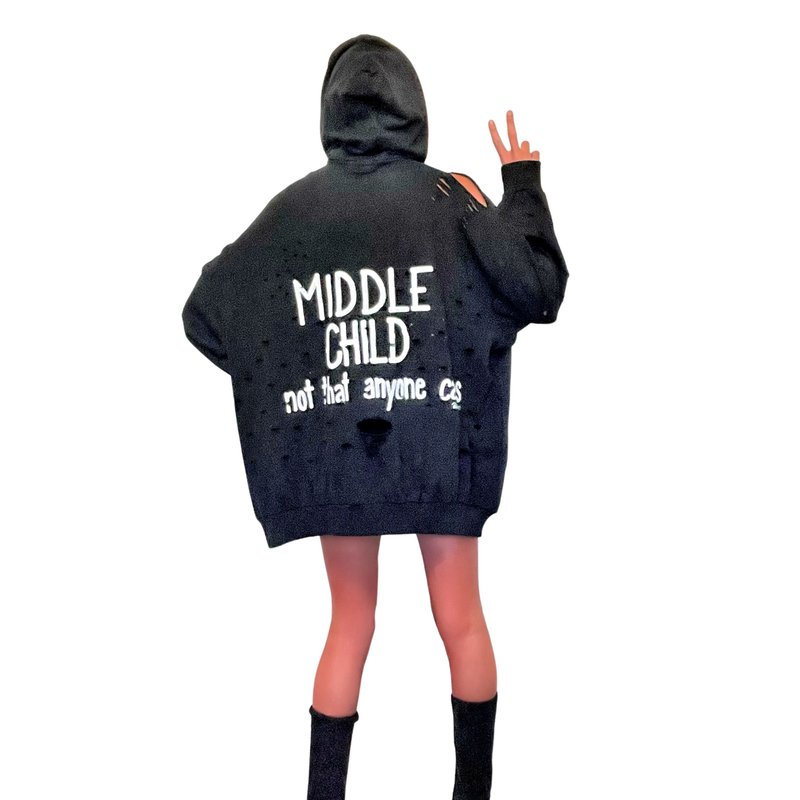 Shop Wren + Glory 'middle' Painted Hoodie In Black