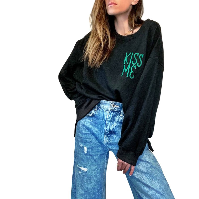 Shop Wren + Glory 'my Lucky Sweatshirt' Painted Sweatshirt In Black