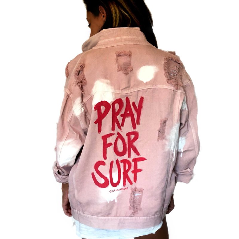 Wren + Glory Surfing' Denim Jacket In Pink