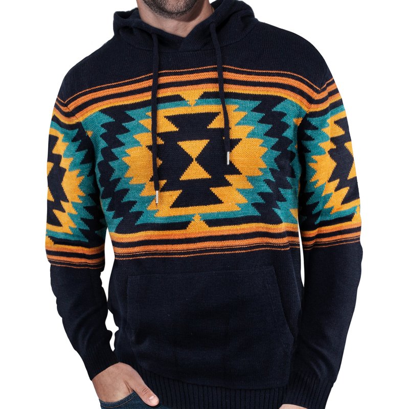 Shop X-ray Aztec Hooded Sweater In Black