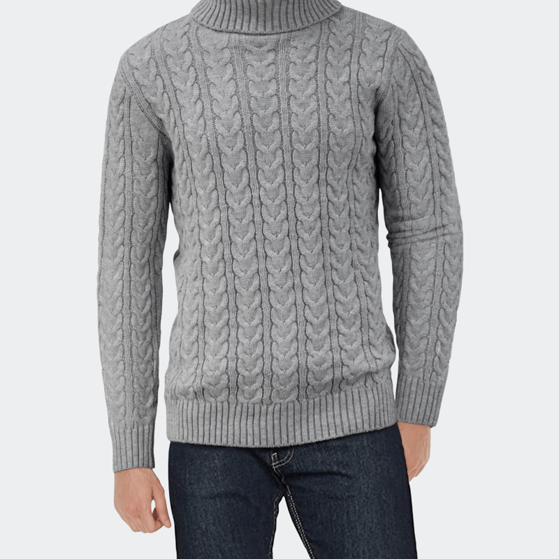 X-ray X Ray Cable Knit Turtleneck Fashion Sweater In Heather Grey