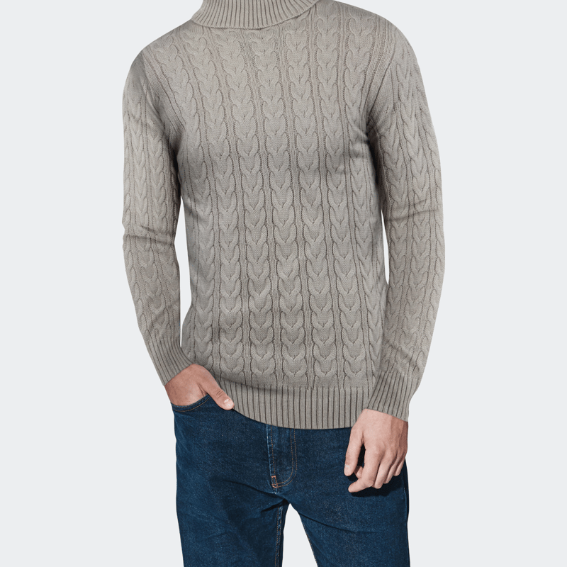 X-ray X Ray Cable Knit Turtleneck Fashion Sweater In Sand