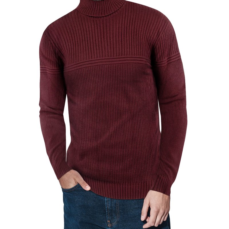 X-ray X Ray Cable Knit Turtleneck Sweater In Burgundy