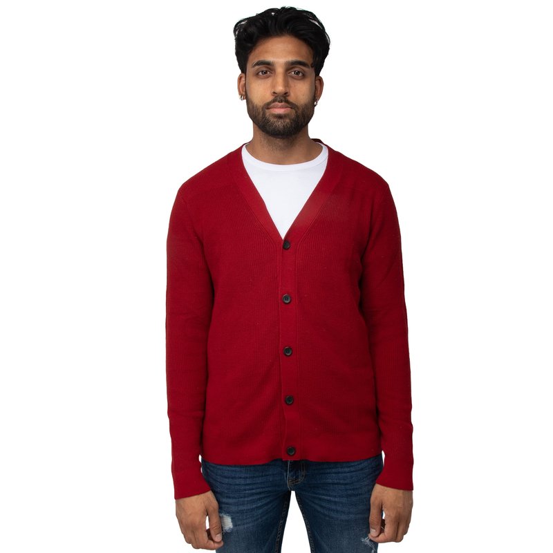 Shop X-ray Classic V-neck Cardigan Button Down Sweater In Red