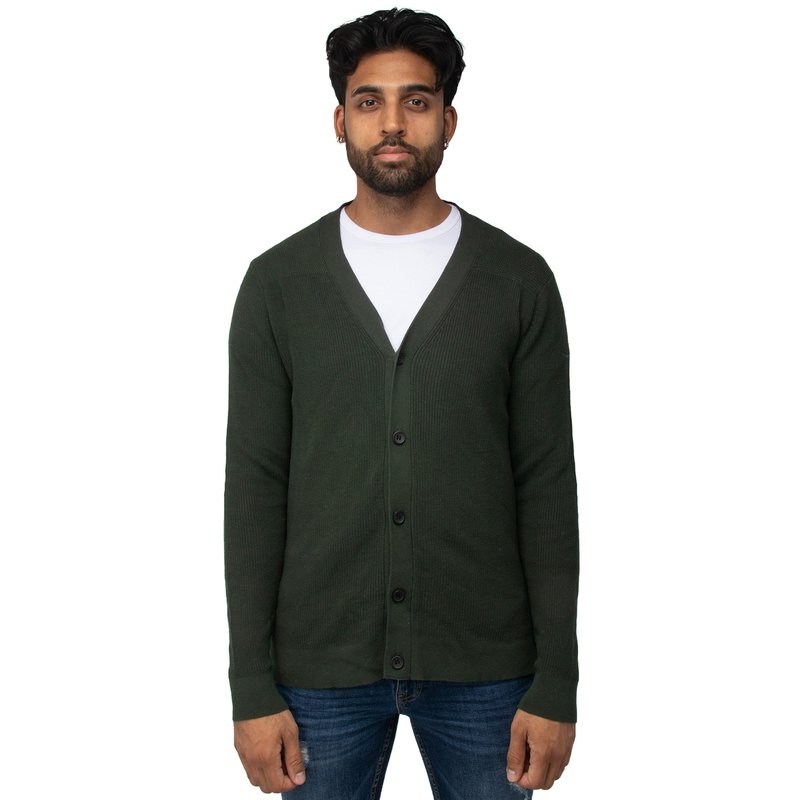 Shop X-ray Classic V-neck Cardigan Button Down Sweater In Green