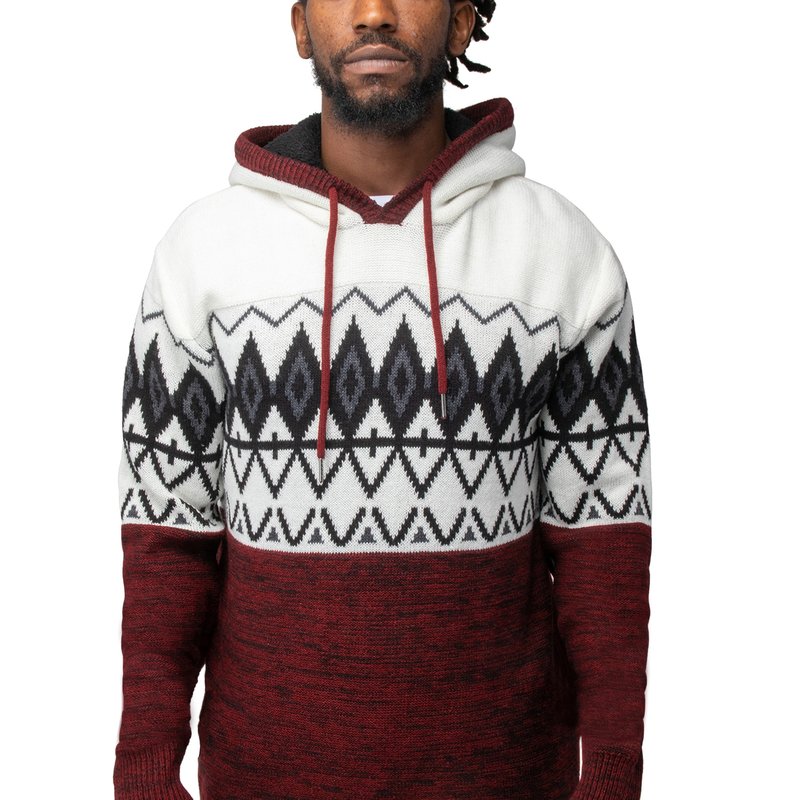 Shop X-ray Color Block Pattern Hooded Sweater In Red