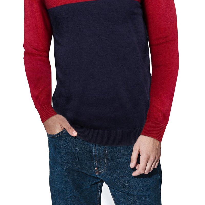 X-ray X Ray Color Block Pullover Hoodie Sweater In Jester Red/navy