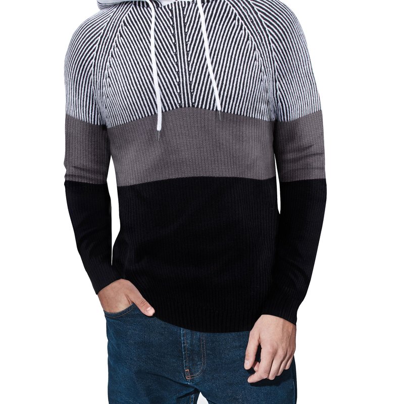 Shop X-ray Color Blocked Pullover Hooded Sweater In Grey