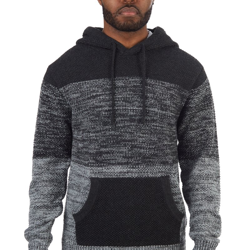Shop X-ray Colorblock Knitted Pullover Hooded Sweater In Grey