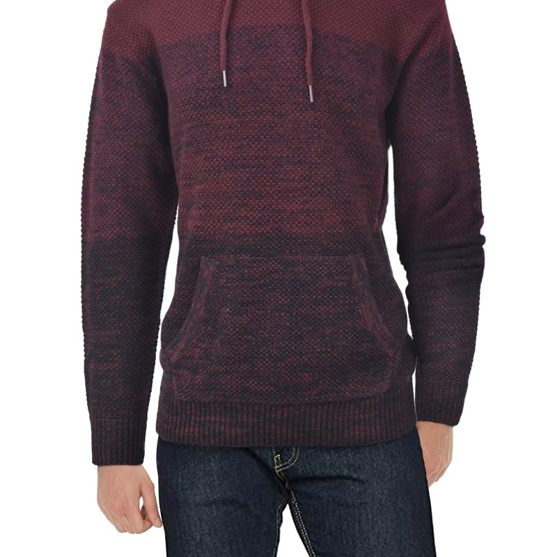 X-ray X Ray Colorblock Knitted Pullover Hooded Sweater In Burgundy