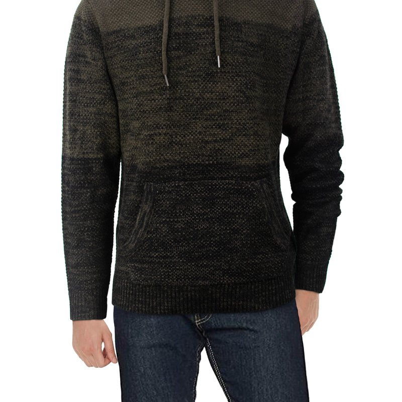 X-ray X Ray Colorblock Knitted Pullover Hooded Sweater In Brown