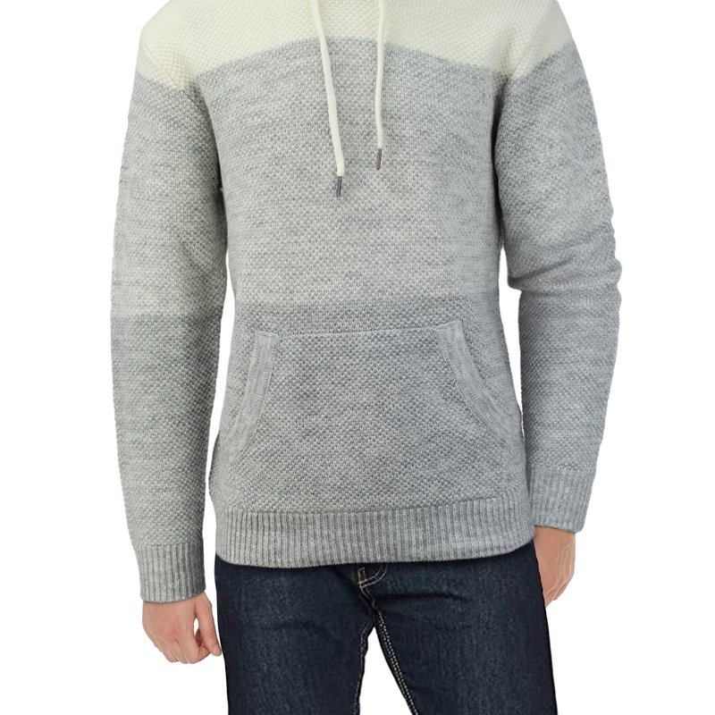 Shop X-ray Colorblock Knitted Pullover Hooded Sweater In White